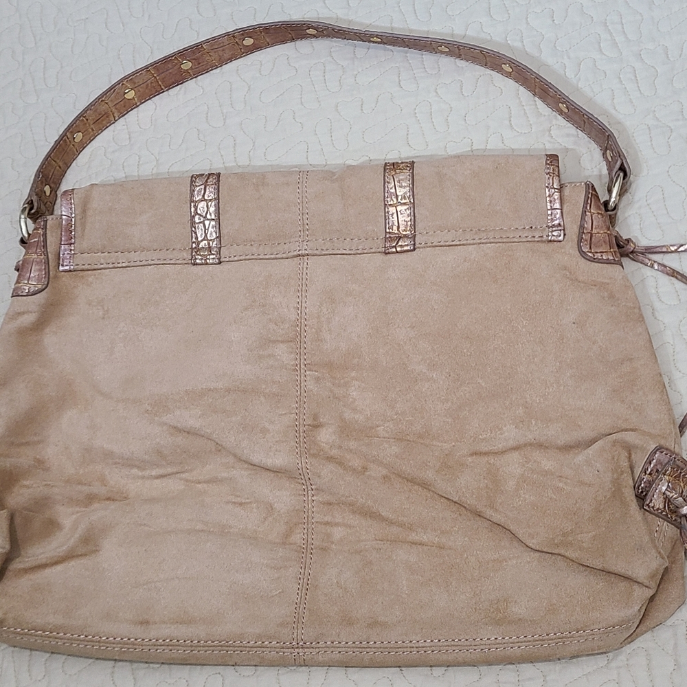 Camel Suede and Crocodile boho shoulder bag - Picture 10 of 12